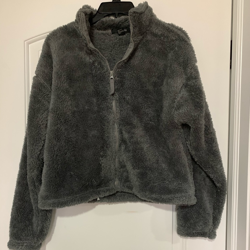 Cropped Zip Up Sherpa